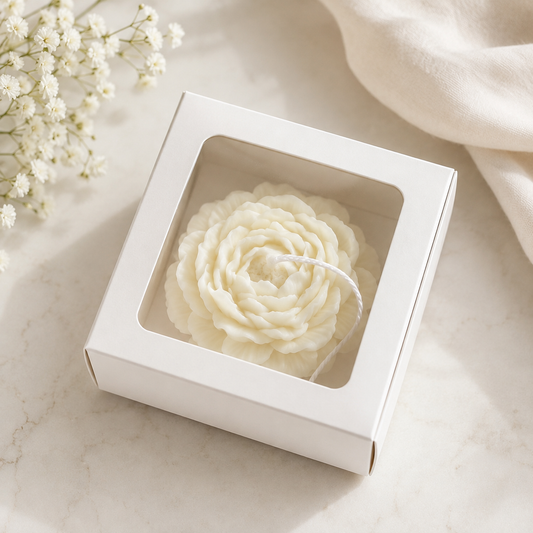 Amoura Peony Candle Favor | Luxury Handmade Floral Candle